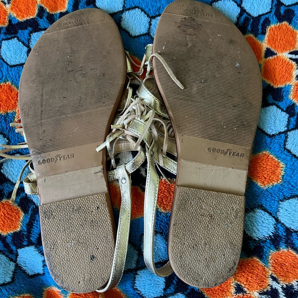 J Crew Gold Fringe Leather Sandals - Picture 3 of 3